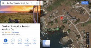 Google map for Sea Ranch Abalone Bay Vacation Rental