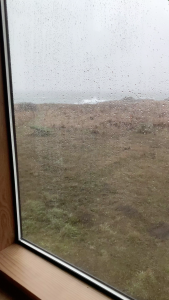 Rain on west window at Sea Ranch Abalone Bay