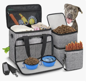 Dog Travel Bag, Weekend Pet Travel Set for Dog and Cat, Airline Approved Tote Organizer with Multi-Function Pockets 