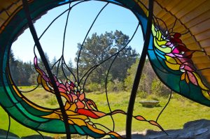 Stain glass window of Sea Ranch Chapel