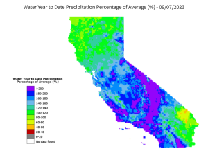 California Precipitation as of 09/07/2023