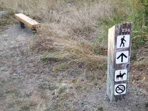 Sea Ranch trail post with bench